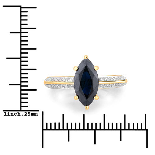 2.39 Carat Genuine Blue Sapphire and White Diamond 10K Yellow Gold Ring Bids.com
