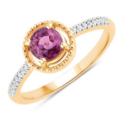 0.92 Carat Genuine Ruby and White Diamond 14K Yellow Gold Ring Bids.com