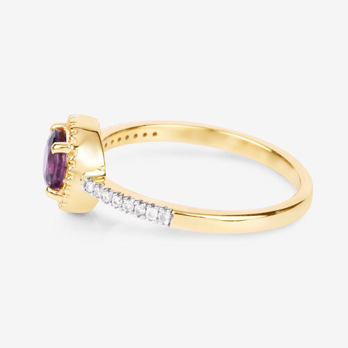 0.92 Carat Genuine Ruby and White Diamond 14K Yellow Gold Ring Bids.com