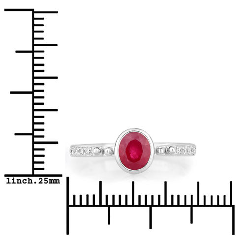 1.00 Carat Genuine Ruby and White Diamond 14K White Gold Ring Bids.com