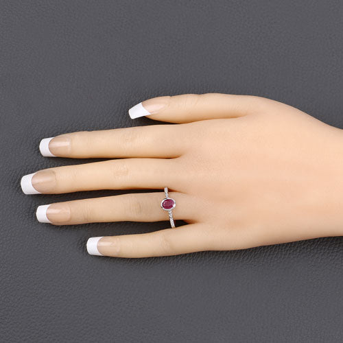 1.00 Carat Genuine Ruby and White Diamond 14K White Gold Ring Bids.com