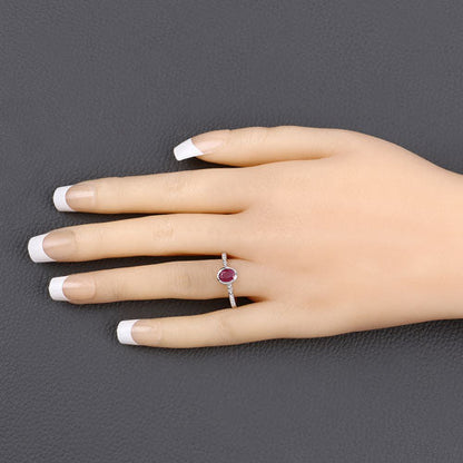 1.00 Carat Genuine Ruby and White Diamond 14K White Gold Ring Bids.com