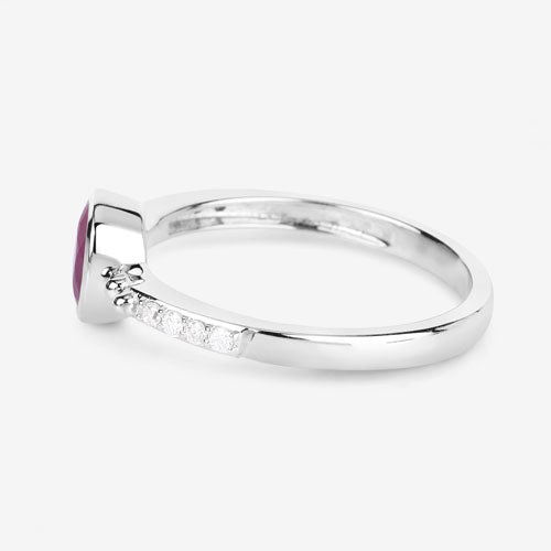 1.00 Carat Genuine Ruby and White Diamond 14K White Gold Ring Bids.com