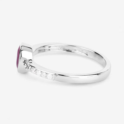 1.00 Carat Genuine Ruby and White Diamond 14K White Gold Ring Bids.com