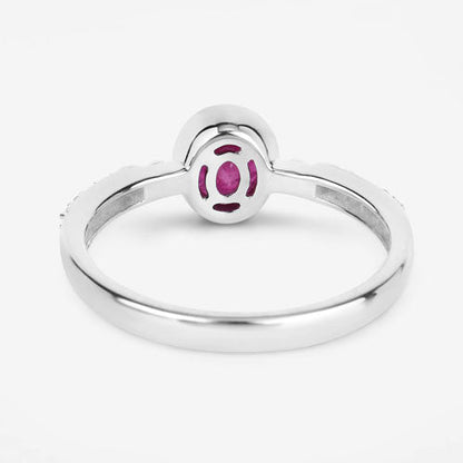 1.00 Carat Genuine Ruby and White Diamond 14K White Gold Ring Bids.com