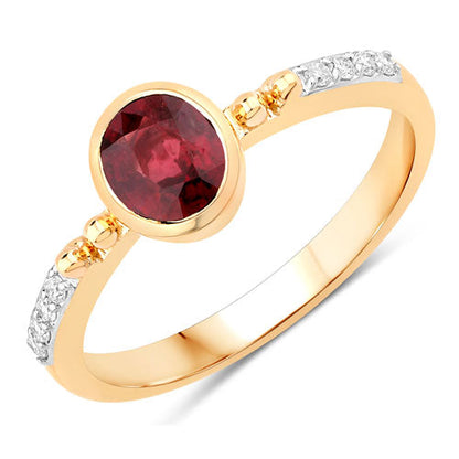 1.00 Carat Genuine Ruby and White Diamond 14K Yellow Gold Ring Bids.com