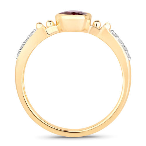 1.00 Carat Genuine Ruby and White Diamond 14K Yellow Gold Ring Bids.com