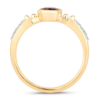 1.00 Carat Genuine Ruby and White Diamond 14K Yellow Gold Ring Bids.com