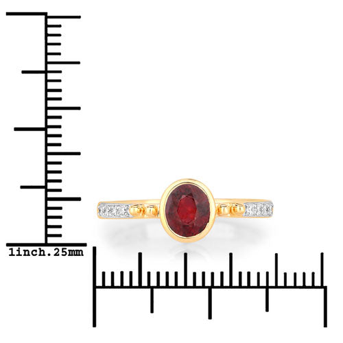 1.00 Carat Genuine Ruby and White Diamond 14K Yellow Gold Ring Bids.com
