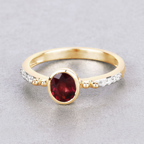 1.00 Carat Genuine Ruby and White Diamond 14K Yellow Gold Ring Bids.com