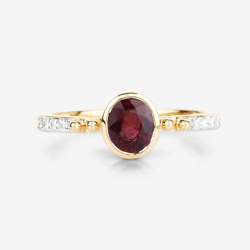 1.00 Carat Genuine Ruby and White Diamond 14K Yellow Gold Ring Bids.com