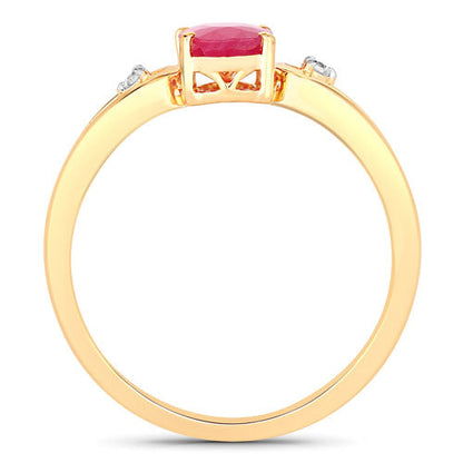 0.95 Carat Genuine Ruby and White Diamond 14K Yellow Gold Ring Bids.com
