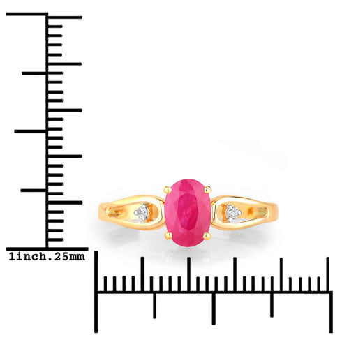 0.95 Carat Genuine Ruby and White Diamond 14K Yellow Gold Ring Bids.com