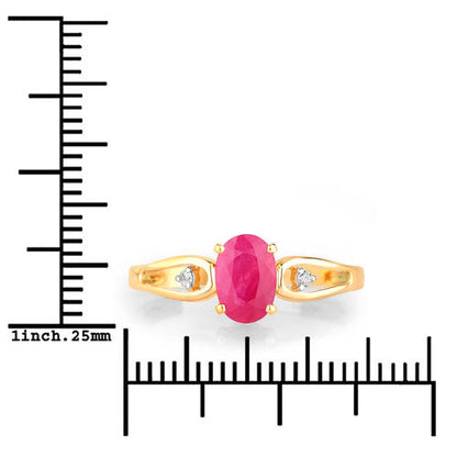 0.95 Carat Genuine Ruby and White Diamond 14K Yellow Gold Ring Bids.com