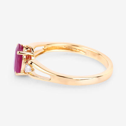 0.95 Carat Genuine Ruby and White Diamond 14K Yellow Gold Ring Bids.com