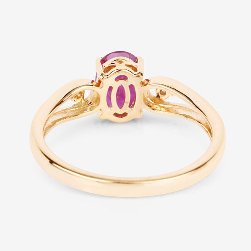 0.95 Carat Genuine Ruby and White Diamond 14K Yellow Gold Ring Bids.com