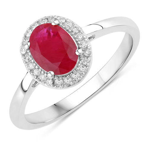 1.06 Carat Genuine Ruby and White Diamond 14K White Gold Ring Bids.com