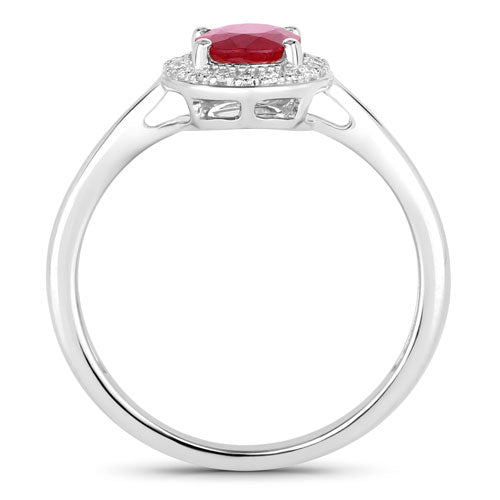 1.06 Carat Genuine Ruby and White Diamond 14K White Gold Ring Bids.com