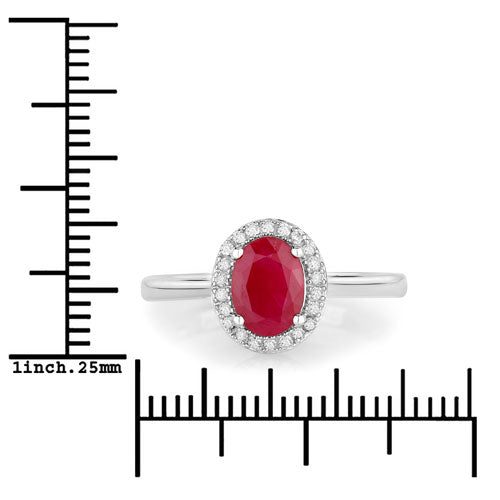 1.06 Carat Genuine Ruby and White Diamond 14K White Gold Ring Bids.com