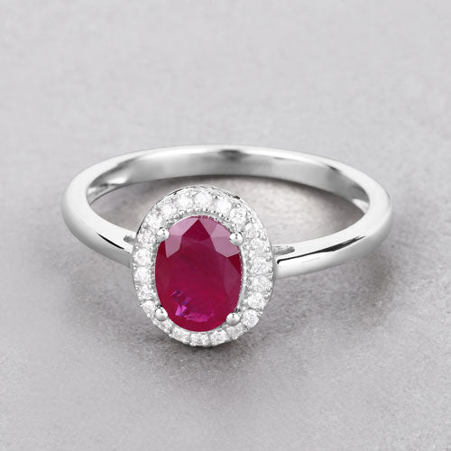 1.06 Carat Genuine Ruby and White Diamond 14K White Gold Ring Bids.com