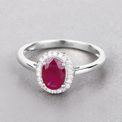 1.06 Carat Genuine Ruby and White Diamond 14K White Gold Ring Bids.com