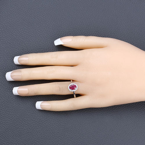 1.06 Carat Genuine Ruby and White Diamond 14K White Gold Ring Bids.com