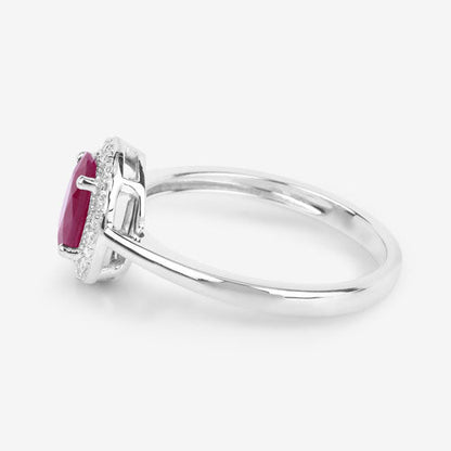 1.06 Carat Genuine Ruby and White Diamond 14K White Gold Ring Bids.com