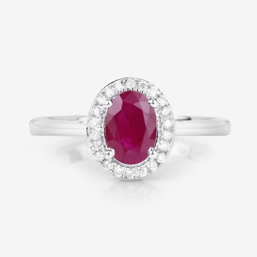 1.06 Carat Genuine Ruby and White Diamond 14K White Gold Ring Bids.com