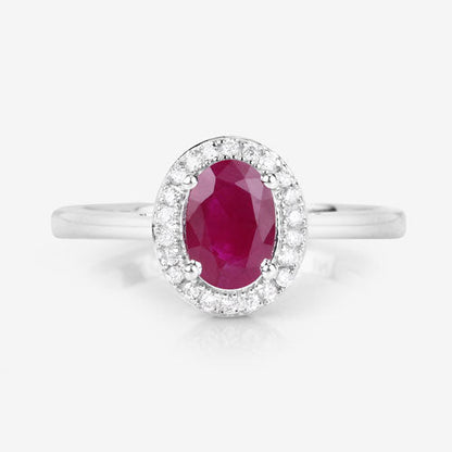 1.06 Carat Genuine Ruby and White Diamond 14K White Gold Ring Bids.com