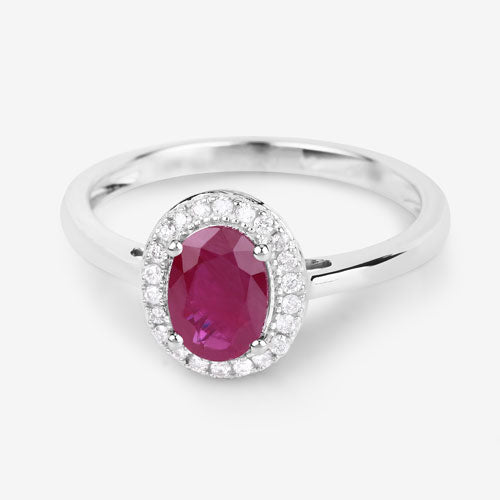 1.06 Carat Genuine Ruby and White Diamond 14K White Gold Ring Bids.com
