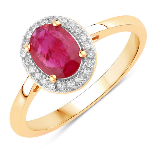 1.06 Carat Genuine Ruby and White Diamond 14K Yellow Gold Ring Bids.com
