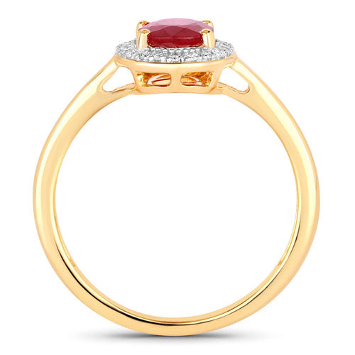 1.06 Carat Genuine Ruby and White Diamond 14K Yellow Gold Ring Bids.com