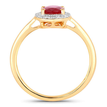 1.06 Carat Genuine Ruby and White Diamond 14K Yellow Gold Ring Bids.com