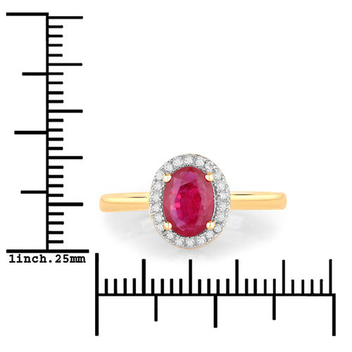 1.06 Carat Genuine Ruby and White Diamond 14K Yellow Gold Ring Bids.com