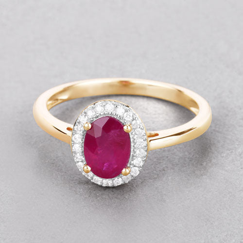 1.06 Carat Genuine Ruby and White Diamond 14K Yellow Gold Ring Bids.com