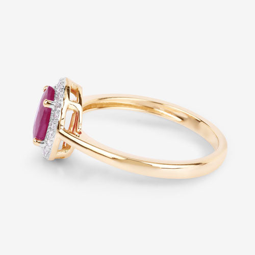 1.06 Carat Genuine Ruby and White Diamond 14K Yellow Gold Ring Bids.com