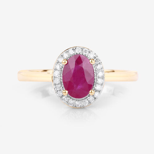 1.06 Carat Genuine Ruby and White Diamond 14K Yellow Gold Ring Bids.com