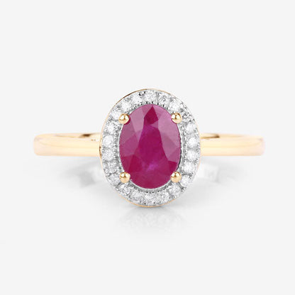 1.06 Carat Genuine Ruby and White Diamond 14K Yellow Gold Ring Bids.com