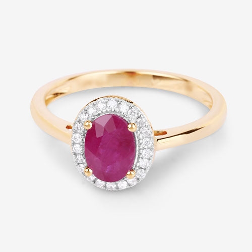 1.06 Carat Genuine Ruby and White Diamond 14K Yellow Gold Ring Bids.com