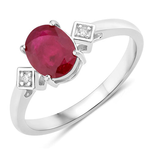 1.22 Carat Genuine Ruby and White Diamond 14K White Gold Ring Bids.com