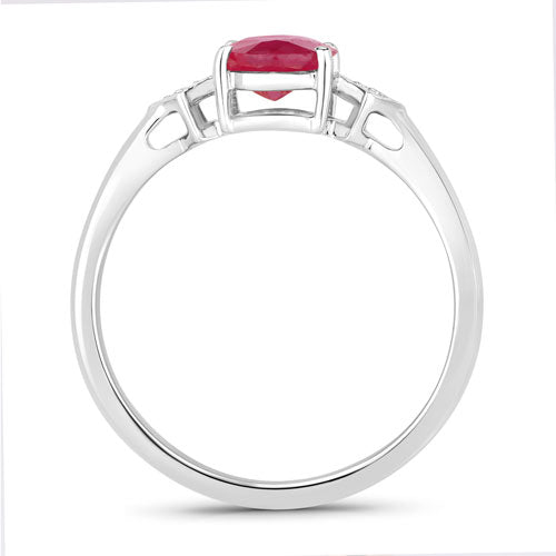 1.22 Carat Genuine Ruby and White Diamond 14K White Gold Ring Bids.com