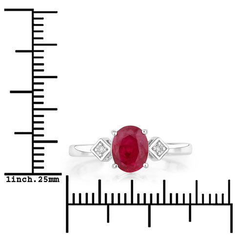 1.22 Carat Genuine Ruby and White Diamond 14K White Gold Ring Bids.com