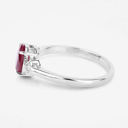 1.22 Carat Genuine Ruby and White Diamond 14K White Gold Ring Bids.com
