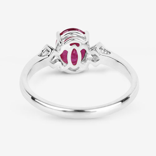 1.22 Carat Genuine Ruby and White Diamond 14K White Gold Ring Bids.com