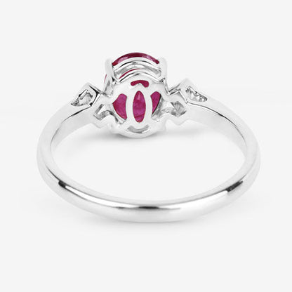 1.22 Carat Genuine Ruby and White Diamond 14K White Gold Ring Bids.com