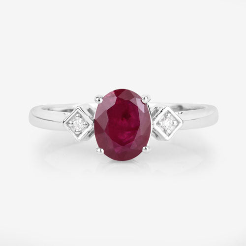 1.22 Carat Genuine Ruby and White Diamond 14K White Gold Ring Bids.com