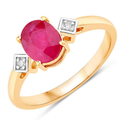 1.22 Carat Genuine Ruby and White Diamond 14K Yellow Gold Ring Bids.com