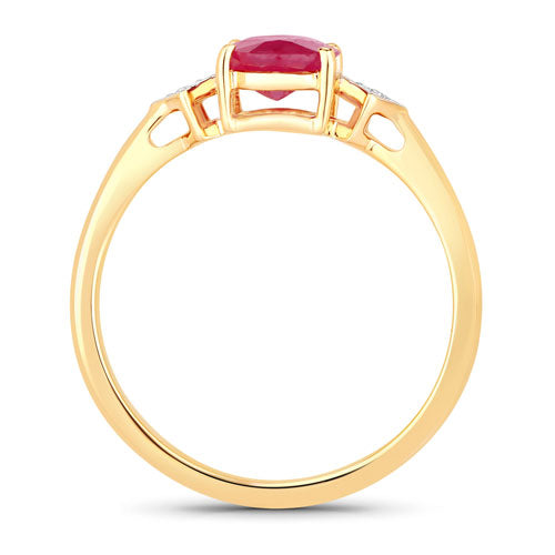 1.22 Carat Genuine Ruby and White Diamond 14K Yellow Gold Ring Bids.com