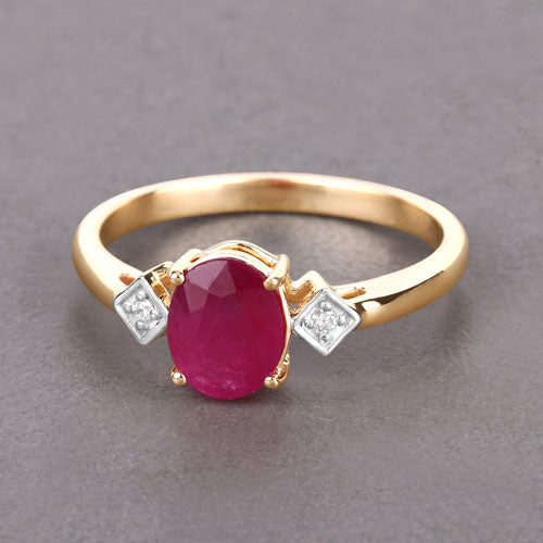 1.22 Carat Genuine Ruby and White Diamond 14K Yellow Gold Ring Bids.com