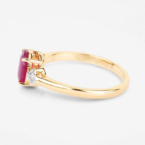 1.22 Carat Genuine Ruby and White Diamond 14K Yellow Gold Ring Bids.com